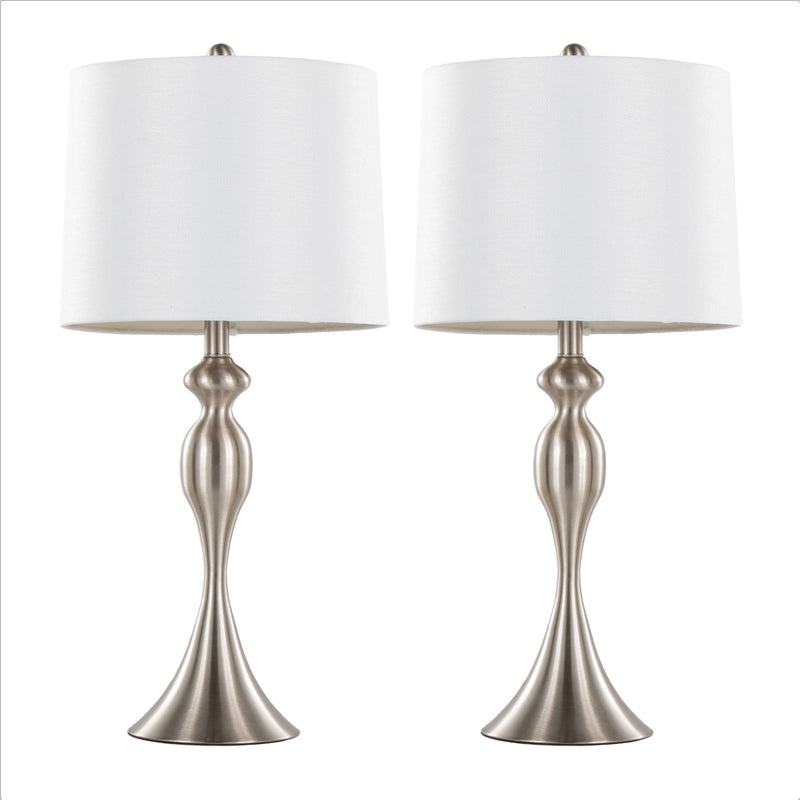 Pair of Lumi Source Ashland contemporary table lamps with sleek designs, featuring neutral-colored shades and modern bases.