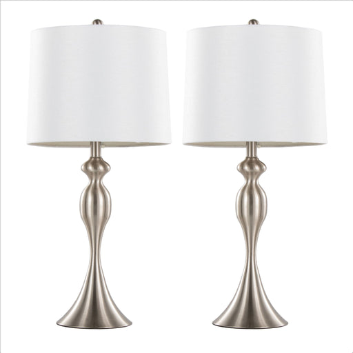 Pair of Lumi Source Ashland contemporary table lamps with sleek designs, featuring neutral-colored shades and modern bases.