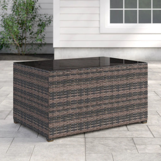 Stylish LSI Patio Furniture coffee table with modern wooden design and metal frame, perfect for living room or patio.