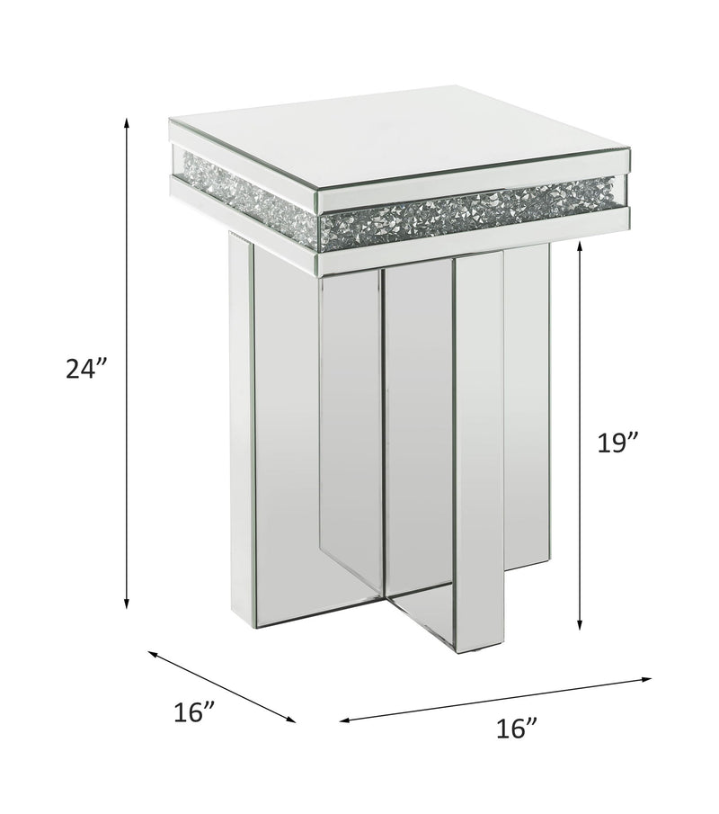 Noralie - 24"H End Table - Mirrored & Faux Diamonds - R&R Furniture Gallery (Fountain Valley, CA)