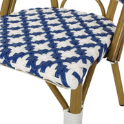 Noble House French Bistro Chair with rattan seat and aluminum frame, armless design, ideal for stylish outdoor or indoor dining.