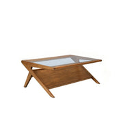 Coffee Table With Tempered Glass Top - Walnut - R&R Furniture Gallery (Fountain Valley, CA)