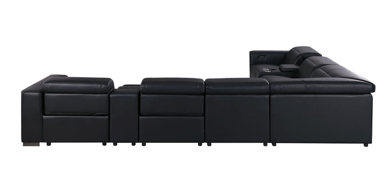 1208 - 8 Piece L Shaped Leather Sectional With 3 Power Recliners & Power Headrests