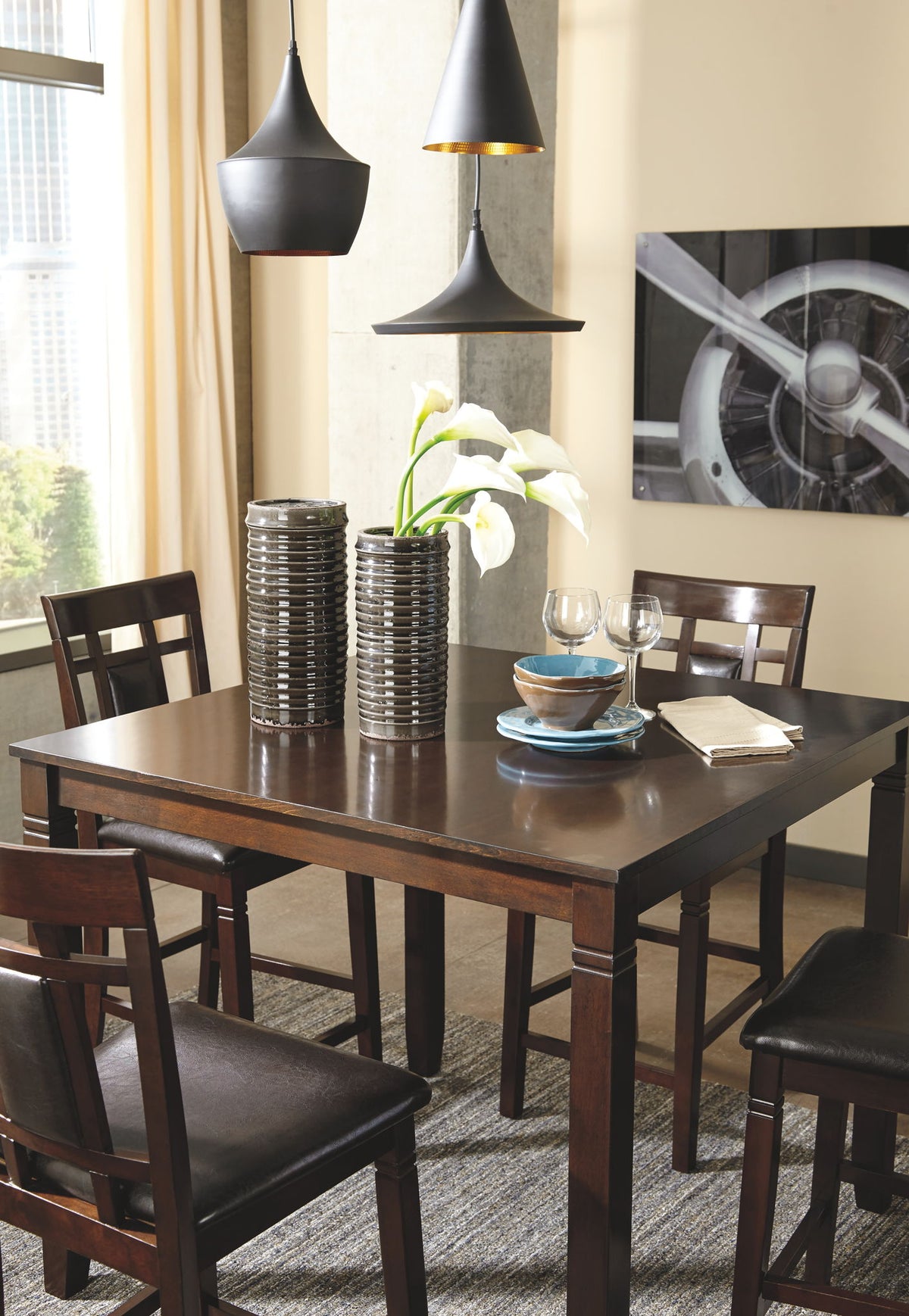 Bennox - DRM Counter Table Set (Set of 5) - Brown - R&R Furniture Gallery (Fountain Valley, CA)