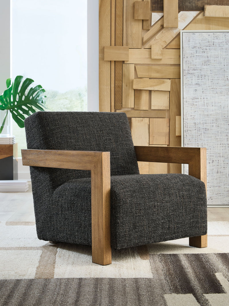 Dorney - Accent Chair - Charcoal / Brown - R&R Furniture Gallery (Fountain Valley, CA)