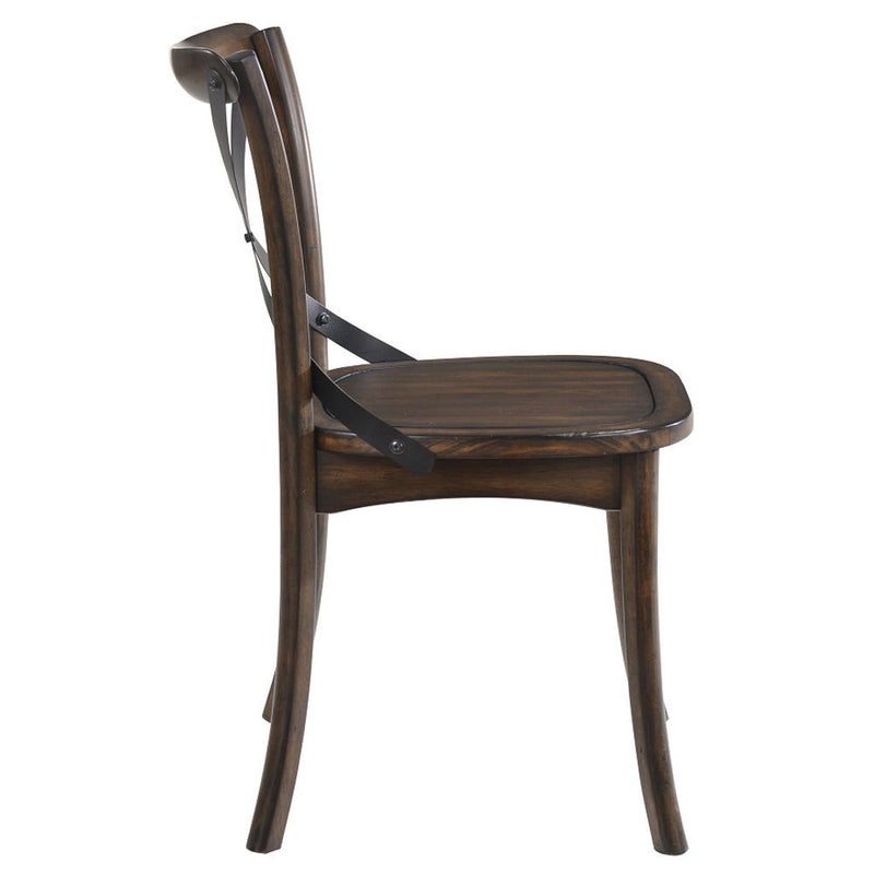 Kaelyn - Side Chair (Set of 2) - Dark Oak & Black Metal - R&R Furniture Gallery (Fountain Valley, CA)