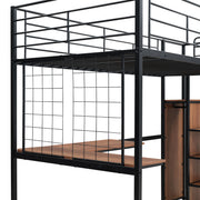 Loft Bed With Desk And Grid, Stylish Frame With Lateral Storage Ladder And Wardrobe - R&R Furniture Gallery (Fountain Valley, CA)