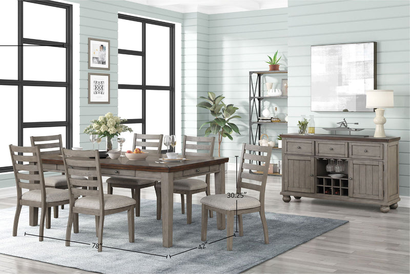 2 Tone 6 Drawer Dining Table - Gray - R&R Furniture Gallery (Fountain Valley, CA)