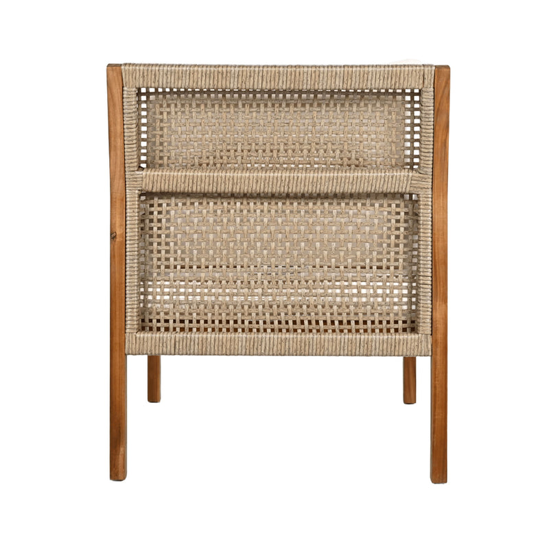 Acacia Wood Patio Furniture Club Chair, Outdoor Wicker Armchair, Deep Seating With Soft Cushions For Porch - Teak / Mix Brown - R&R Furniture Gallery (Fountain Valley, CA)