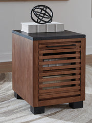 Kallari - Chair Side End Table - Warm Brown / Black - R&R Furniture Gallery (Fountain Valley, CA)