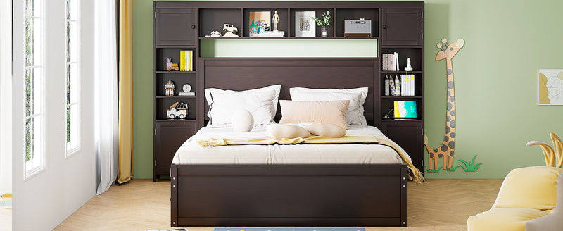 DreamHaus cabinet bed with integrated shelf, sockets, and twin long trundle, showcasing its compact, multi-functional design.
