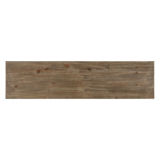 Uttermost Layton geometric accent console cabinet in light brown wood with sleek modern design and gold accents.