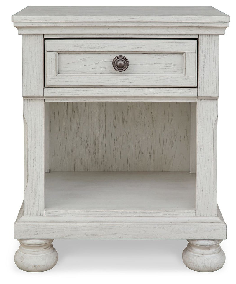 Robbinsdale - One Drawer Night Stand - Antique White - R&R Furniture Gallery (Fountain Valley, CA)