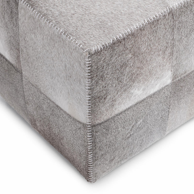 Square upholstered ottoman in Sparrow Gray from Classic Home's Landyn collection, featuring soft fabric and modern design.