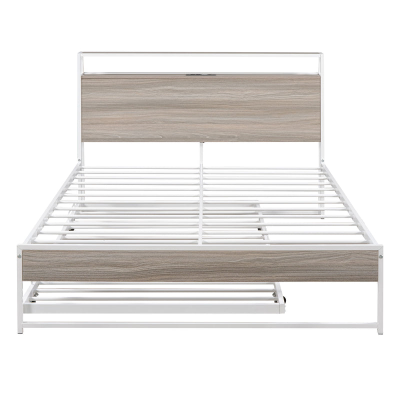 Platform Bed Frame With Trundle, USB Ports And Slat Support, No Box Spring Needed - R&R Furniture Gallery (Fountain Valley, CA)
