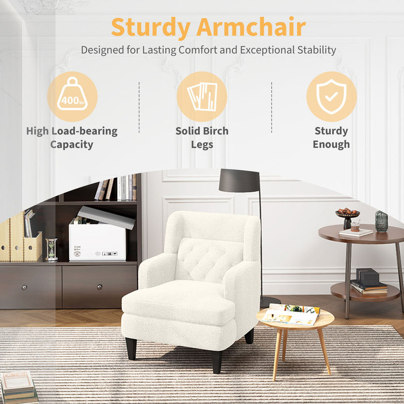 Upholstered Accent Chair Tufted Armchair For Living Room And Bedroom - R&R Furniture Gallery (Fountain Valley, CA)