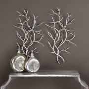 Set of two Pearl Silver Silver Branches wall art by Uttermost, featuring elegant metallic branches for modern wall decor.