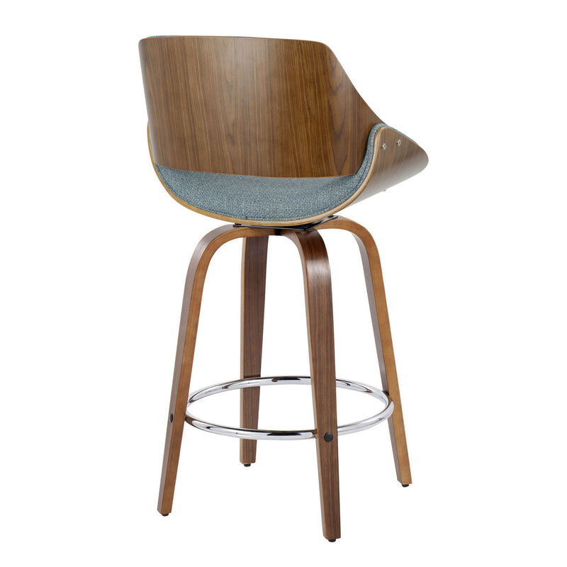 Lumi Source Fabrizzi mid-century modern fixed height counter stool set with swivel, round footrest, and sleek design.