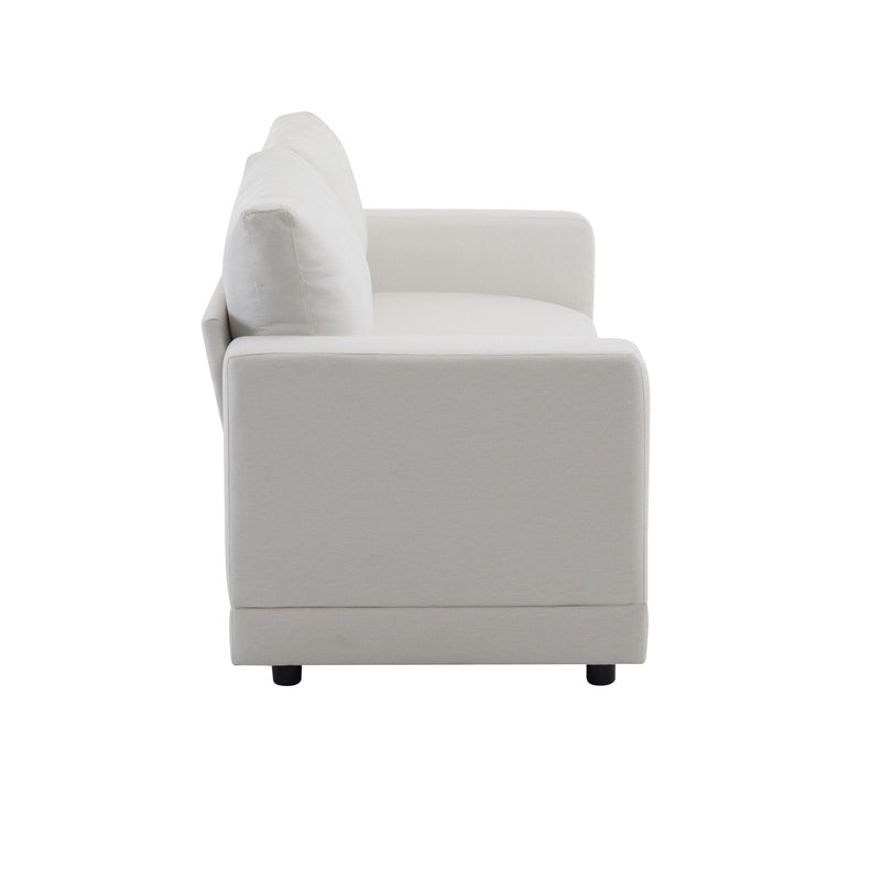 Modern Square Arm Sofa With Soft Fabric Upholstery, Deep Cushions - R&R Furniture Gallery (Fountain Valley, CA)