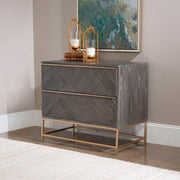 Dark walnut Armistead accent drawer chest by Uttermost with sleek design and multiple storage drawers.