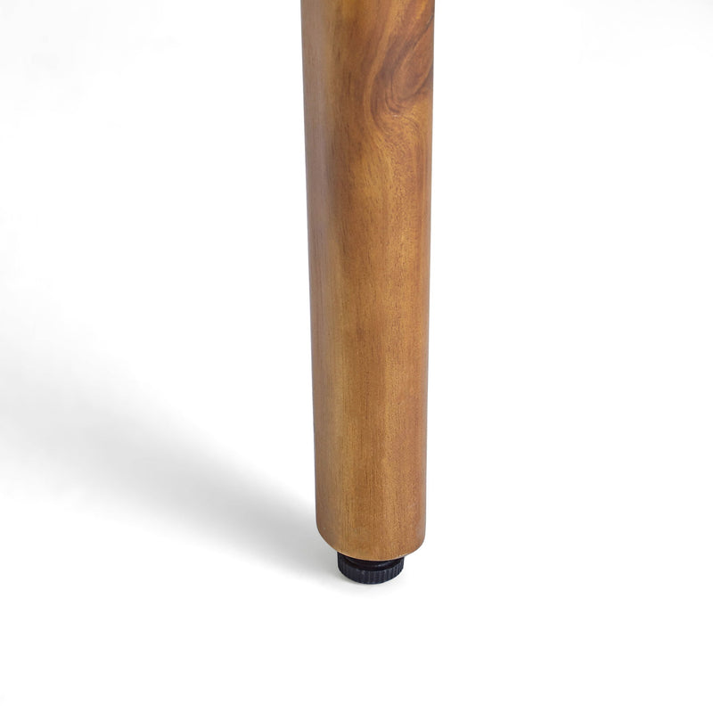 Noble House Stamford modern outdoor bistro table with teak surface and water-resistant design for patio or garden use.