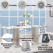 Cyrene - Dining Table - Clear Glass Top & Stainless Steel - R&R Furniture Gallery (Fountain Valley, CA)