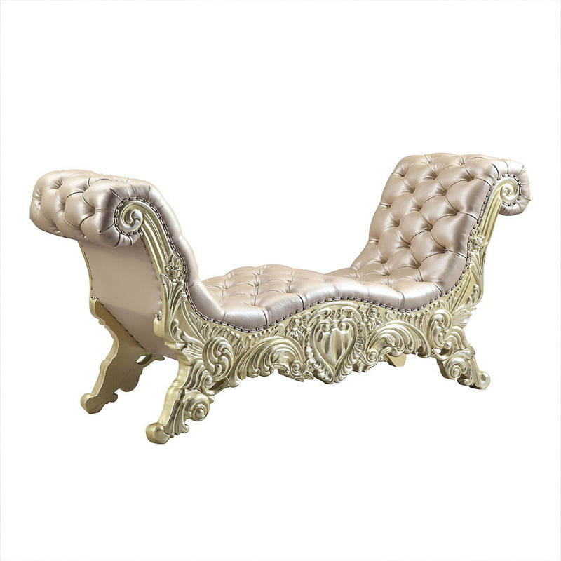 Vatican - Bench - Synthetic Leather, Light Gold & Champagne Silver - R&R Furniture Gallery (Fountain Valley, CA)