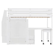 Loft Bed With Stairs, Bookshelf, Drawers, Desk & Wardrobe, Space Saving Multifunctional Furniture - R&R Furniture Gallery (Fountain Valley, CA)