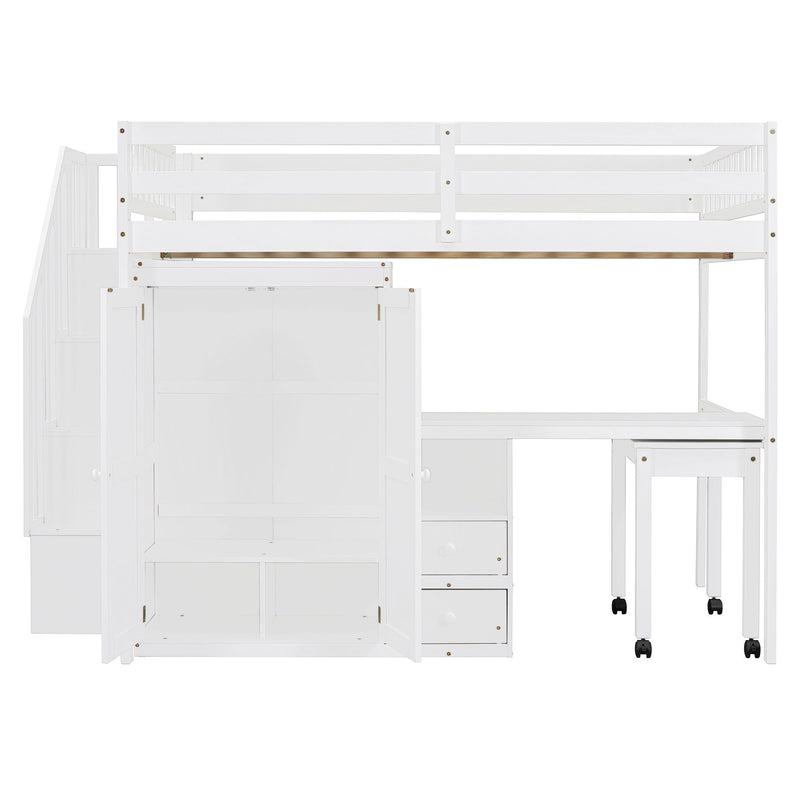 Loft Bed With Stairs, Bookshelf, Drawers, Desk & Wardrobe, Space Saving Multifunctional Furniture - R&R Furniture Gallery (Fountain Valley, CA)