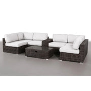 Elegant 4 Person Wicker Patio Seating Set With Cushions And Glass Top Table - R&R Furniture Gallery (Fountain Valley, CA)