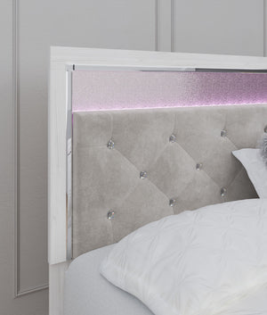 Altyra - King Panel Bed With Upholstered Headboard - White - R&R Furniture Gallery (Fountain Valley, CA)