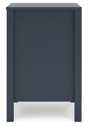 Simmenfort - Two Drawer Night Stand - Navy Blue - R&R Furniture Gallery (Fountain Valley, CA)