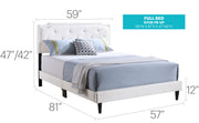 Button tufted upholstered bed by Glory Furniture with cozy, plush fabric and elegant design for charming bedroom spaces.