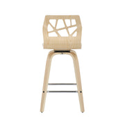 Lumi Source Folia mid-century modern counter stool set with footrests, featuring sleek design and wooden legs.