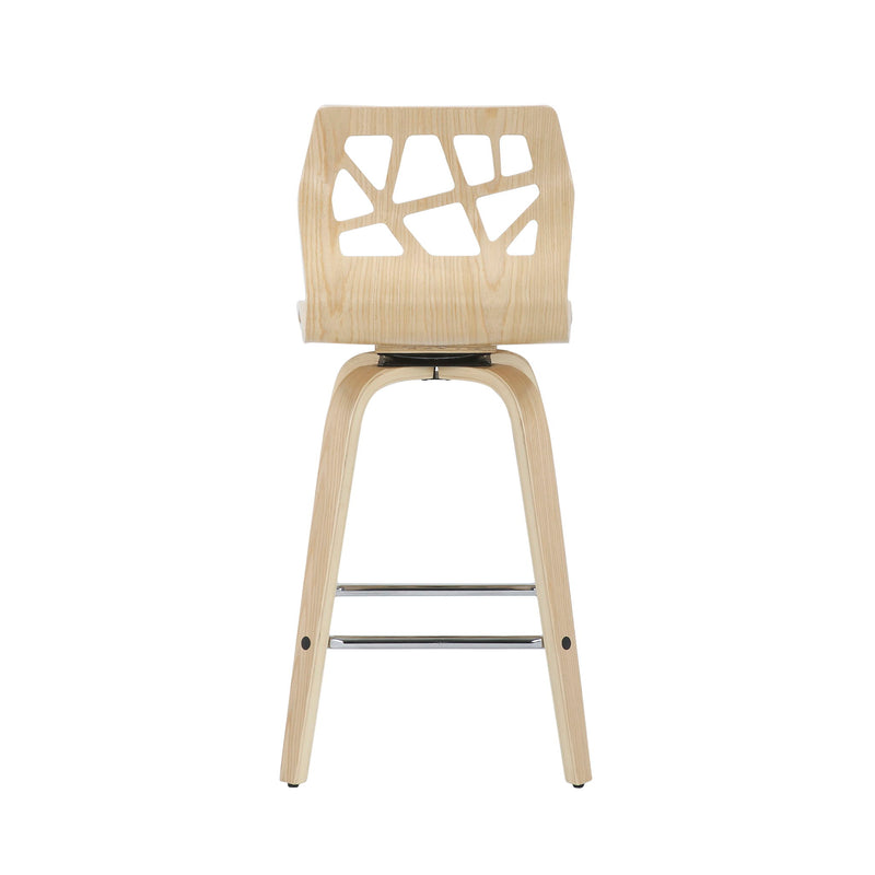 Lumi Source Folia mid-century modern counter stool set with footrests, featuring sleek design and wooden legs.
