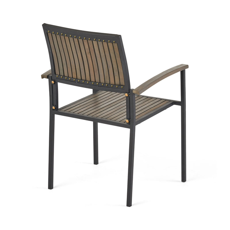 Vermilion - Outdoor Dining Chair With Vertical Slat And Wooden Arm