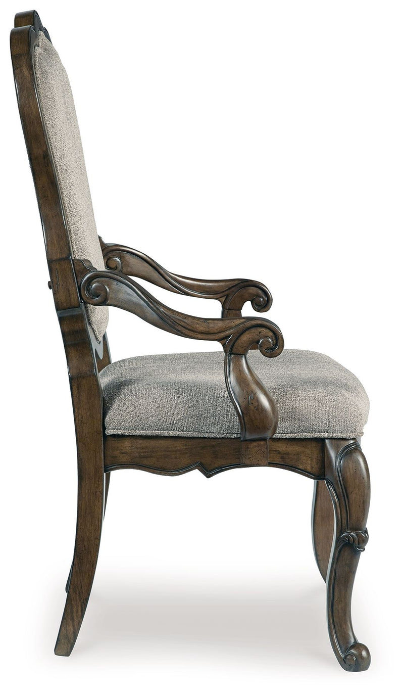 Maylee - Dining Upholstered Arm Chair (Set of 2) - Dark Brown - R&R Furniture Gallery (Fountain Valley, CA)