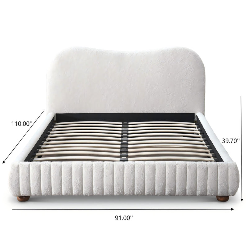 Norme - Queen Size Upholstered Low Profile Platform Bed - Cream - R&R Furniture Gallery (Fountain Valley, CA)
