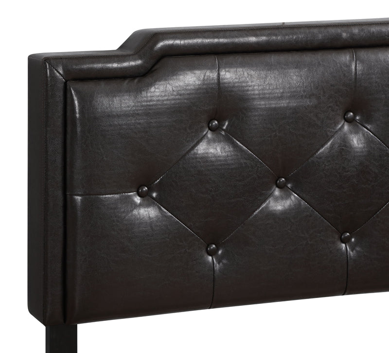 Button tufted upholstered bed by Glory Furniture with a cozy, plush design perfect for enhancing bedroom comfort and style.