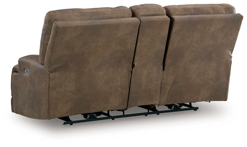 Beckley Place - Power Reclining Loveseat With Console / Adjustable Headrest - Earth - R&R Furniture Gallery (Fountain Valley, CA)