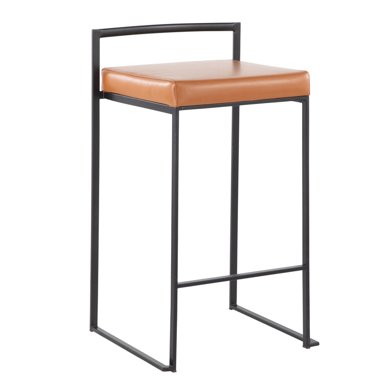Lumi Source Fuji contemporary style stackable counter stool set with sleek design and dark finish, perfect for modern kitchen or bar area.