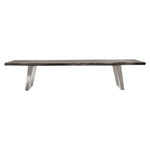 Titan Solid Acacia Wood Accent Bench in Espresso Finish w/ Silver Metal Inlay & Base by Diamond Sofa