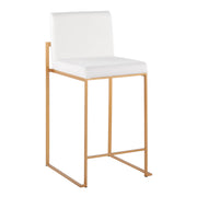 Lumi Source Fuji contemporary high-back counter stool with stylish design and wooden legs, perfect for modern kitchen seating.