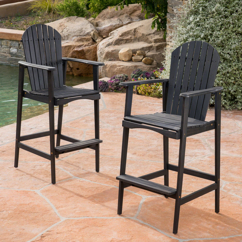 Outdoor Acacia Wood Adirondack Barstools (Set of 2) - R&R Furniture Gallery (Fountain Valley, CA)