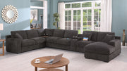 Celine - Corner Sectional Sofa With Right Facing Chaise, Cupholders, And Charging Ports - Gray - R&R Furniture Gallery (Fountain Valley, CA)