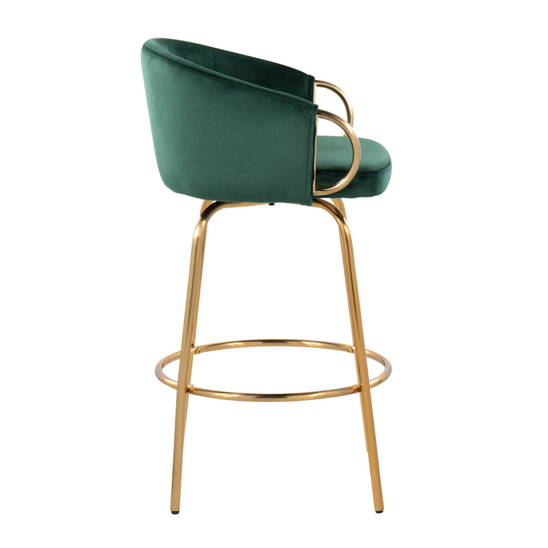 Pair of Lumi Source Claire contemporary and glam counter stools with sleek design and metal legs, set of 2.
