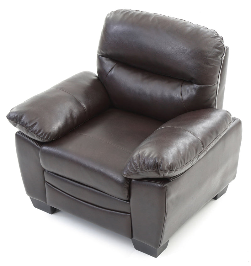 Glory Furniture Marta arm chair with plush fabric upholstery and wooden legs, stylish and comfortable seating option.