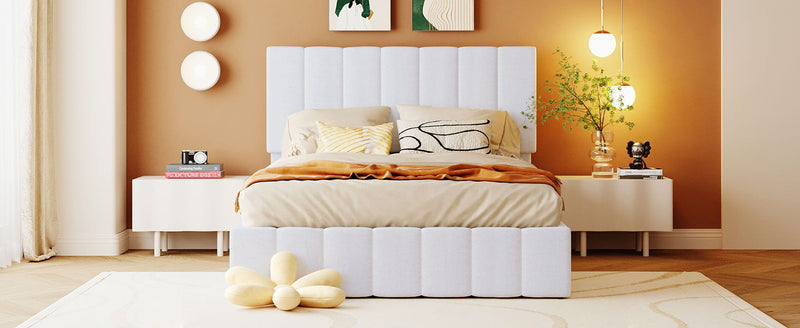 Elegant Upholstered Platform Bed With Hydraulic Storage System - R&R Furniture Gallery (Fountain Valley, CA)