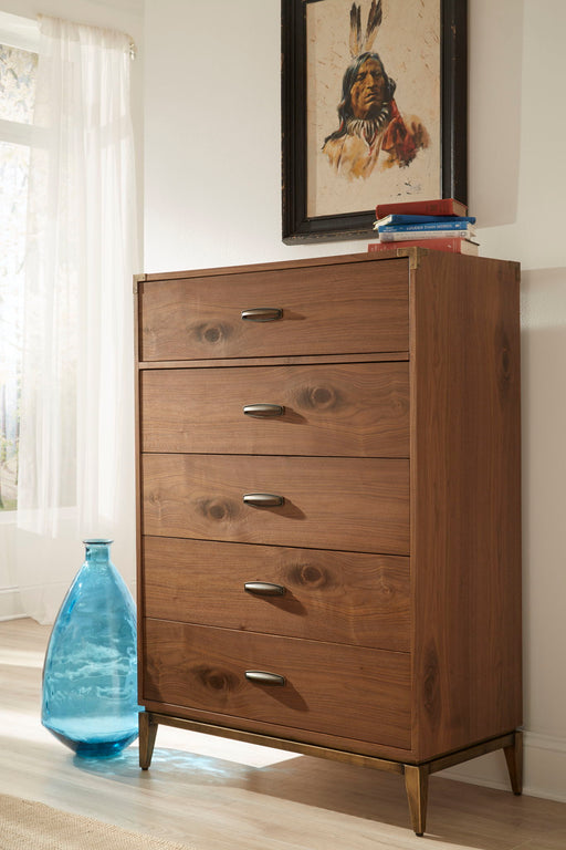 Adler Five Drawer Chest in Natural Walnut (2024) - R&R Furniture Gallery (Fountain Valley, CA)