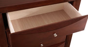 Glory Furniture Marilla media chest with wood finish, featuring multiple storage drawers and a flat top for electronics.
